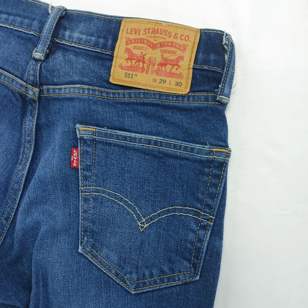 Levi's 511 Slim Fit Jeans Men's W29 L30 Blue Denim Stretch Tapered 04511-2369
